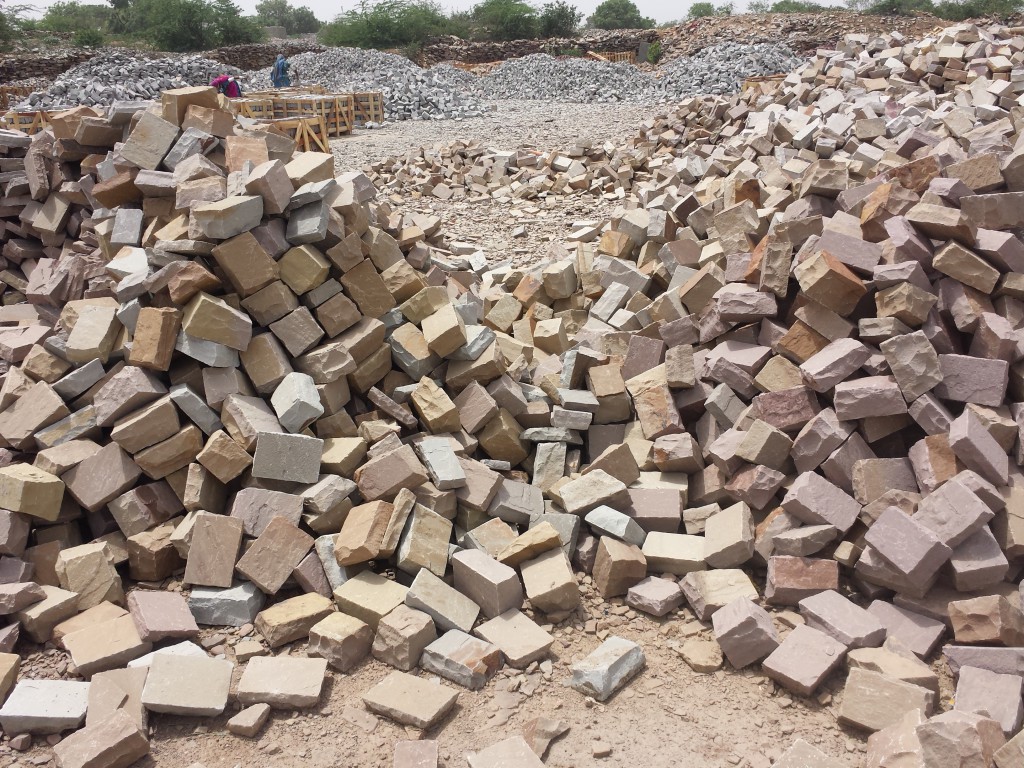 Pile of cobbles at a Budhpura yard